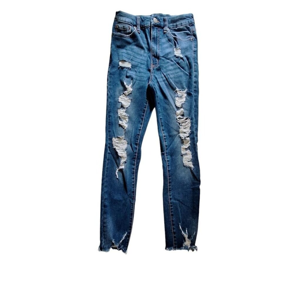 Aeropostale Curvy‎ Jegging Super High Rise Womens Size 6 Ripped Distressed Jeans